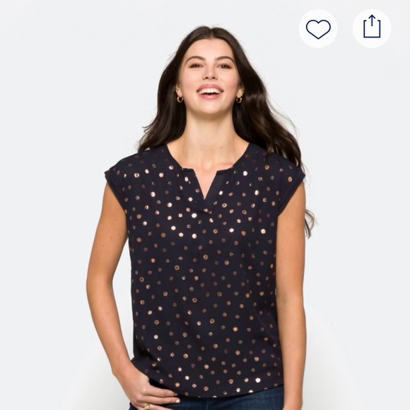 Papermoon Reece Mixed Material Foil Print Blouse in Navy and Gold Size Small - Picture 4 of 7